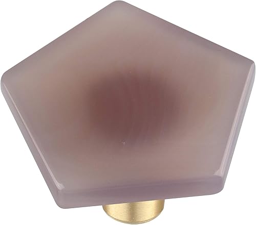 Rockcloud Cajón de perilla de ágata con tornillos, mango de ágata gris en forma de pentágono para armario, armario, accesorios de hardware,