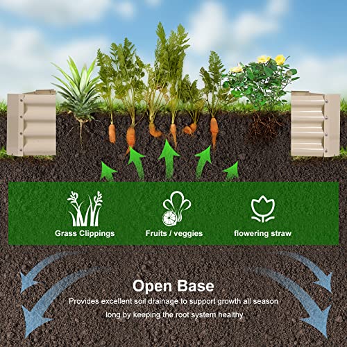 Tramull 2 Packs Galvanized Raised Garden Bed Large Metal Elevated Planter Box Kit for Outdoor Vegetable Flower Herb Rectangular Steel Bottomless Frame Gardening Patio Decors (Ivory White, 8X3X1 FT)