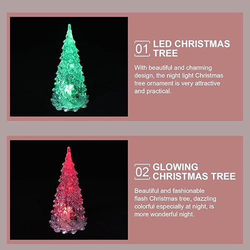 Miniatura 6 de Uonlytech 4 piezas de mini árbol de Navidad iluminado LED acrílico de Navidad cambiante árbol de Navidad de mesa para decoración de centros de mesa