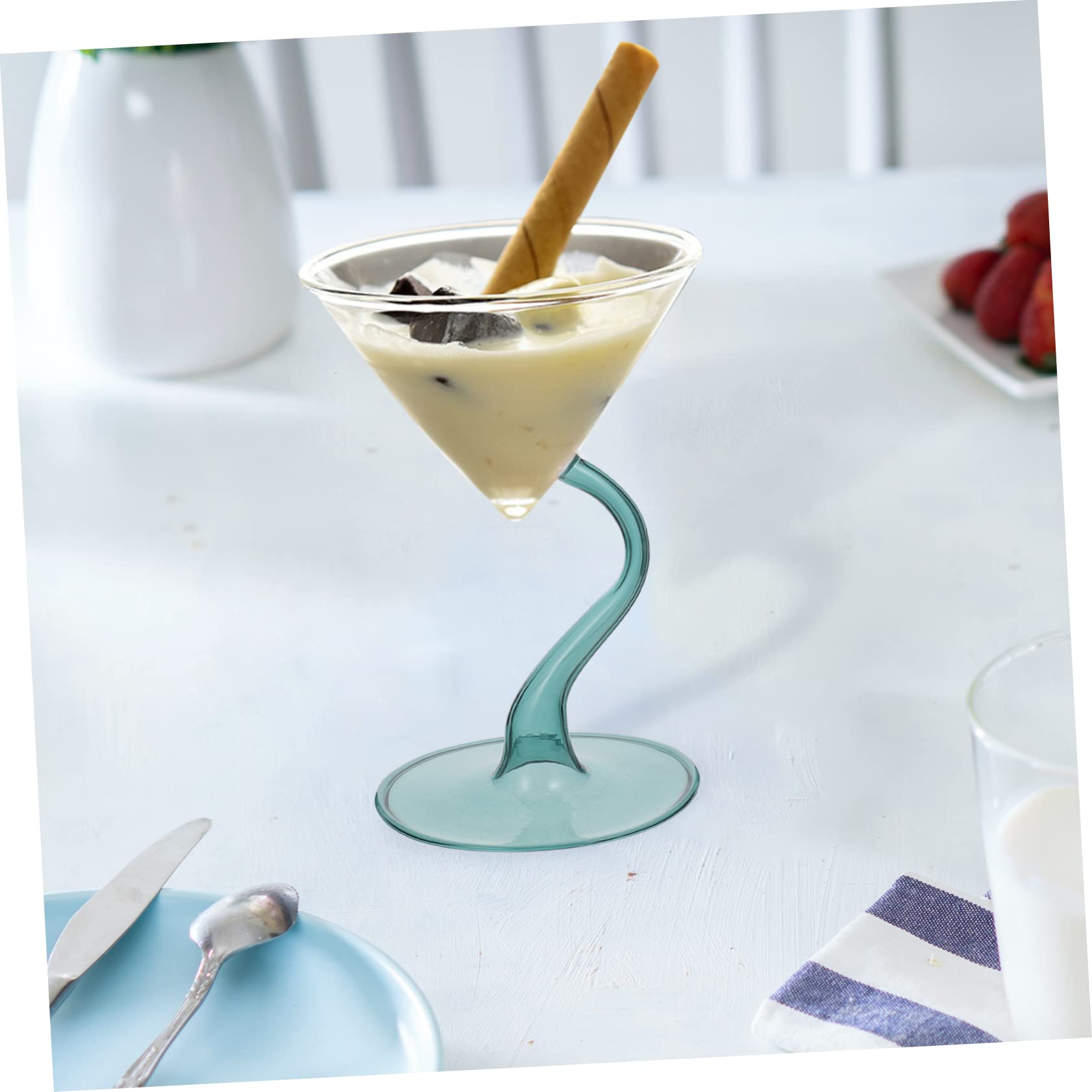 ABOOFAN 2 Pz coppa gelato in vetro tazze di semifreddo bicchieri da martini portafrutta tazza piede calici gelato coppa da cocktail tè al latte bicchiere bevande ciotola da dessert