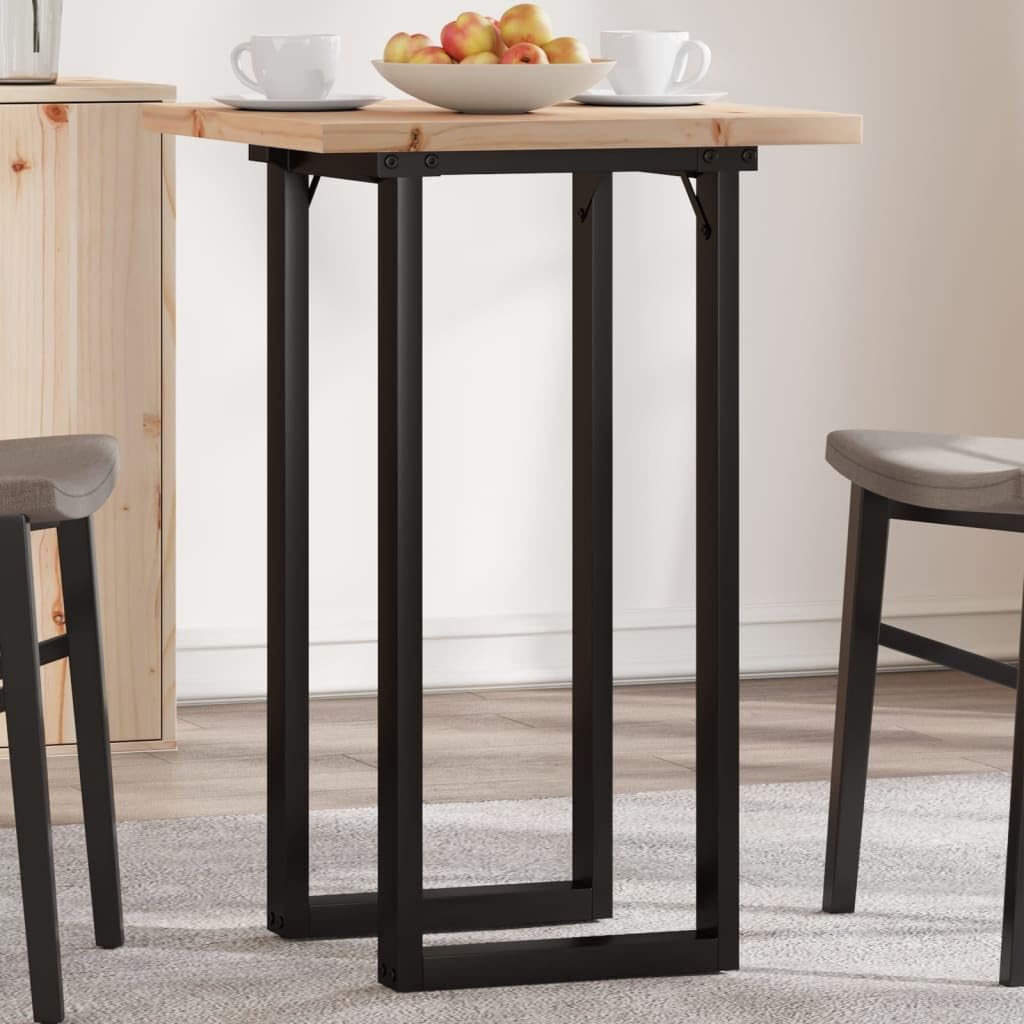 Table de salle à manger moderne 50x50x75.5cm avec pieds en métal noir pour petit espace