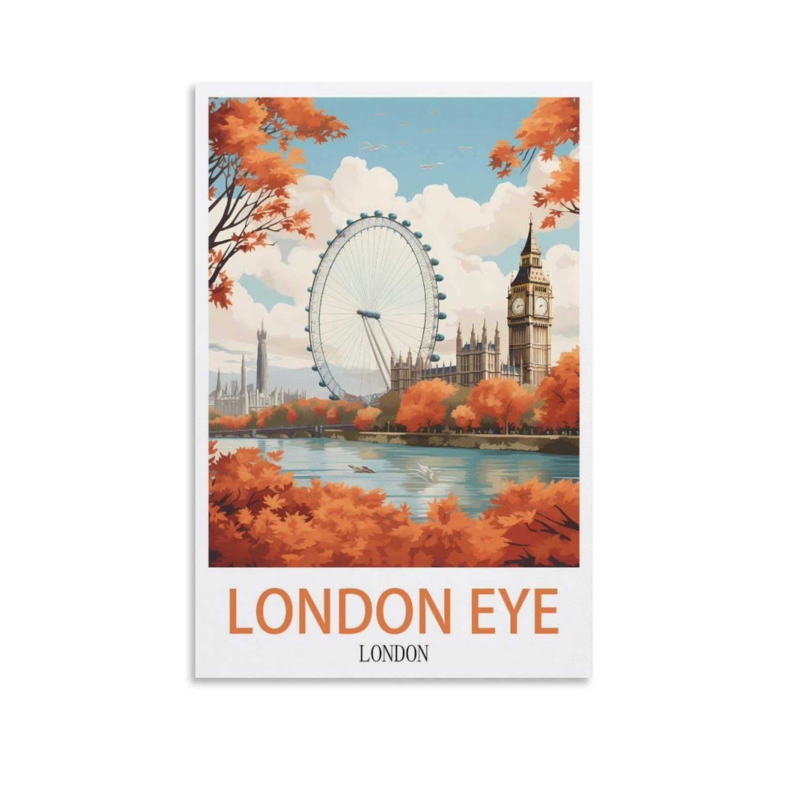 Retro Vintage Wall tin Plaque,London Eye London,Art Plaque Poster Wall Decor for Home Tool Room Bar Club Restaurant Cafe 20x30cm