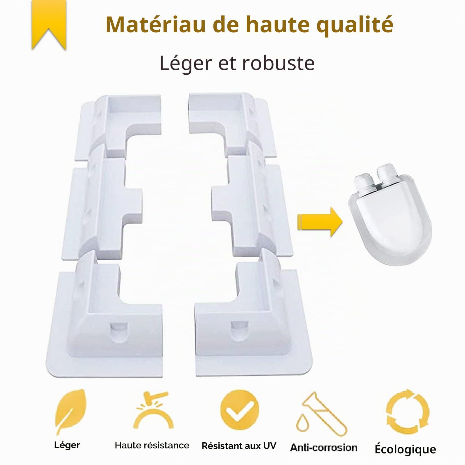 Lot de 7 supports de montage pour panneau solaire en ABS-Sans perçage-Largement utilisés sur les toits de camping-car,caravanes,véhicules,camping-cars,abris de jardin,garages,bateaux (blanc)
