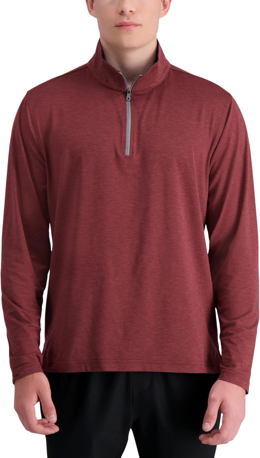 Haggar Mens The Active Series Tech Jersey Stretch Quarter Zip