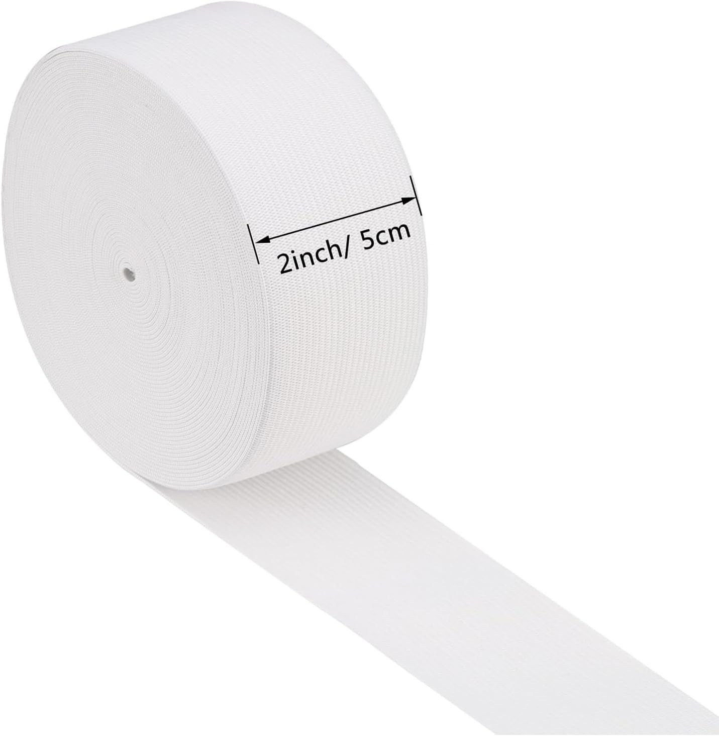 Sewing Elastic Band, 2 Inch Wide Heavy Stretch High Elasticity Knit Elastic Band for Sewing Waistbands Pants Clothes and DIY Crafts, White, 11 Yard