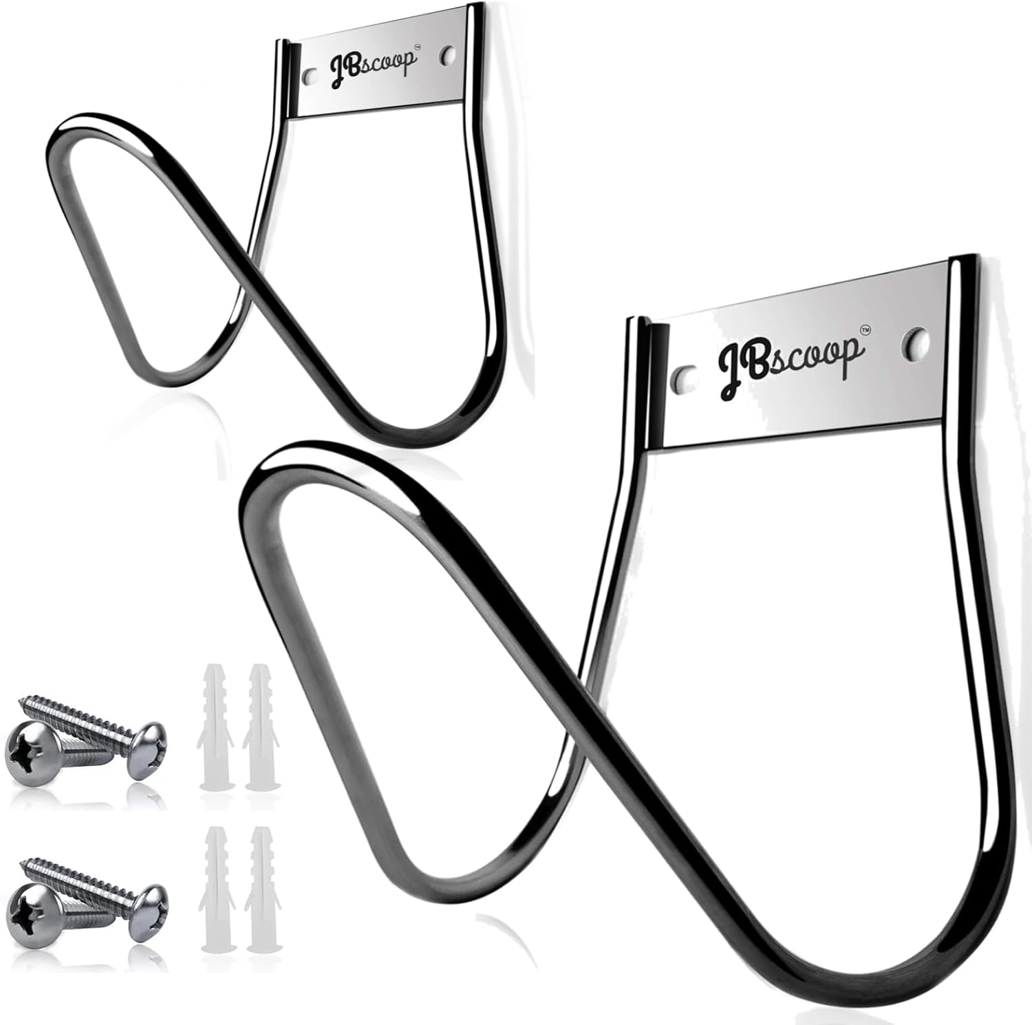 JBscoop Garden Hose Holder Stainless Steel Small Wall Mount Garden Hose Hook, Ideal for Water, Air, Hydraulic Hose, Ropes, Extension Cords Heavy Duty & Rust Proof Set of 2