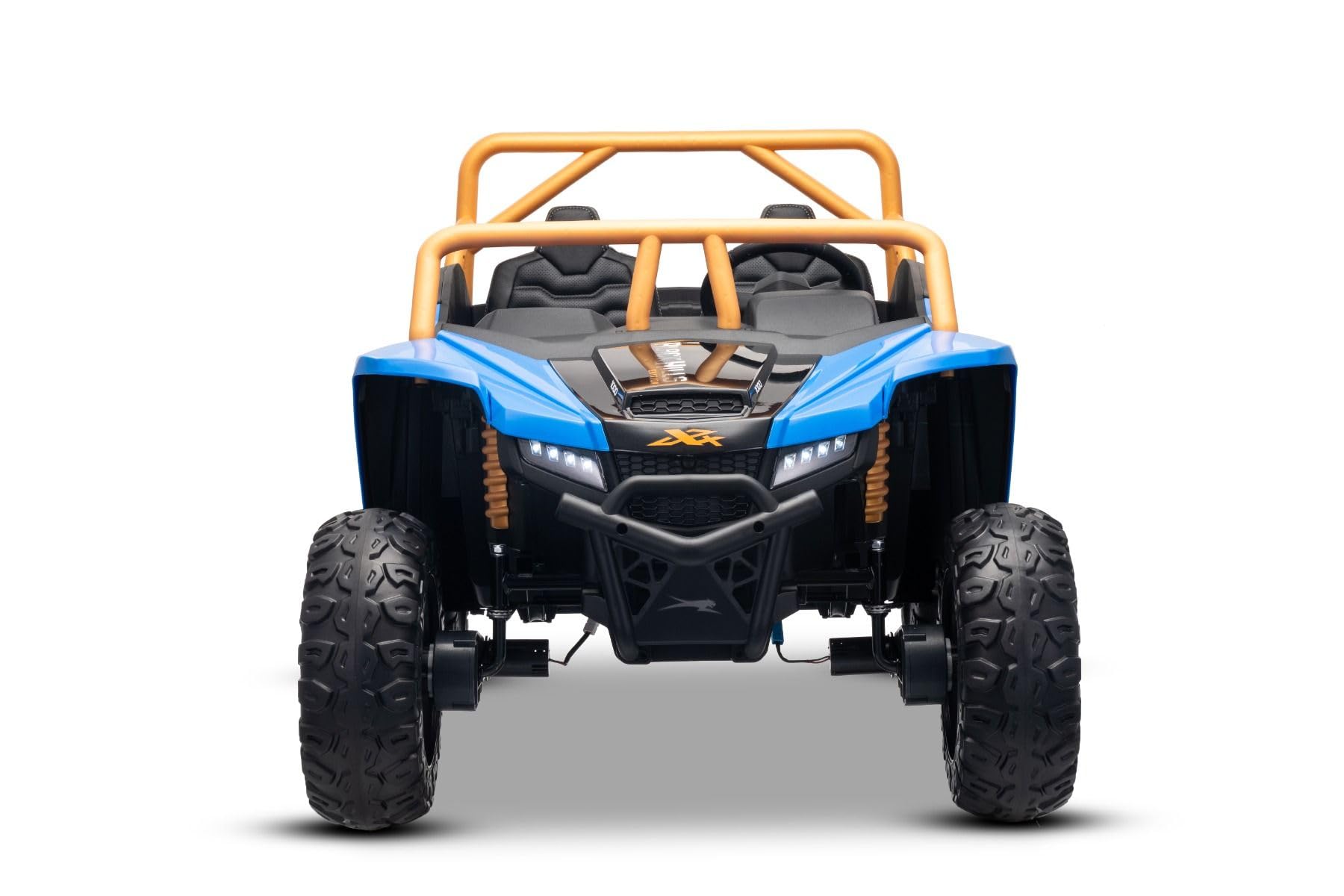 Buggy elettrico Artic CAT XXL 4x4 24V, blu, due posti, ruote in EVA morbida, motori potenti, batteria al litio, lettore MP3 con Bluetooth, sospensioni posteriori, sedili in ecopelle, con licenza
