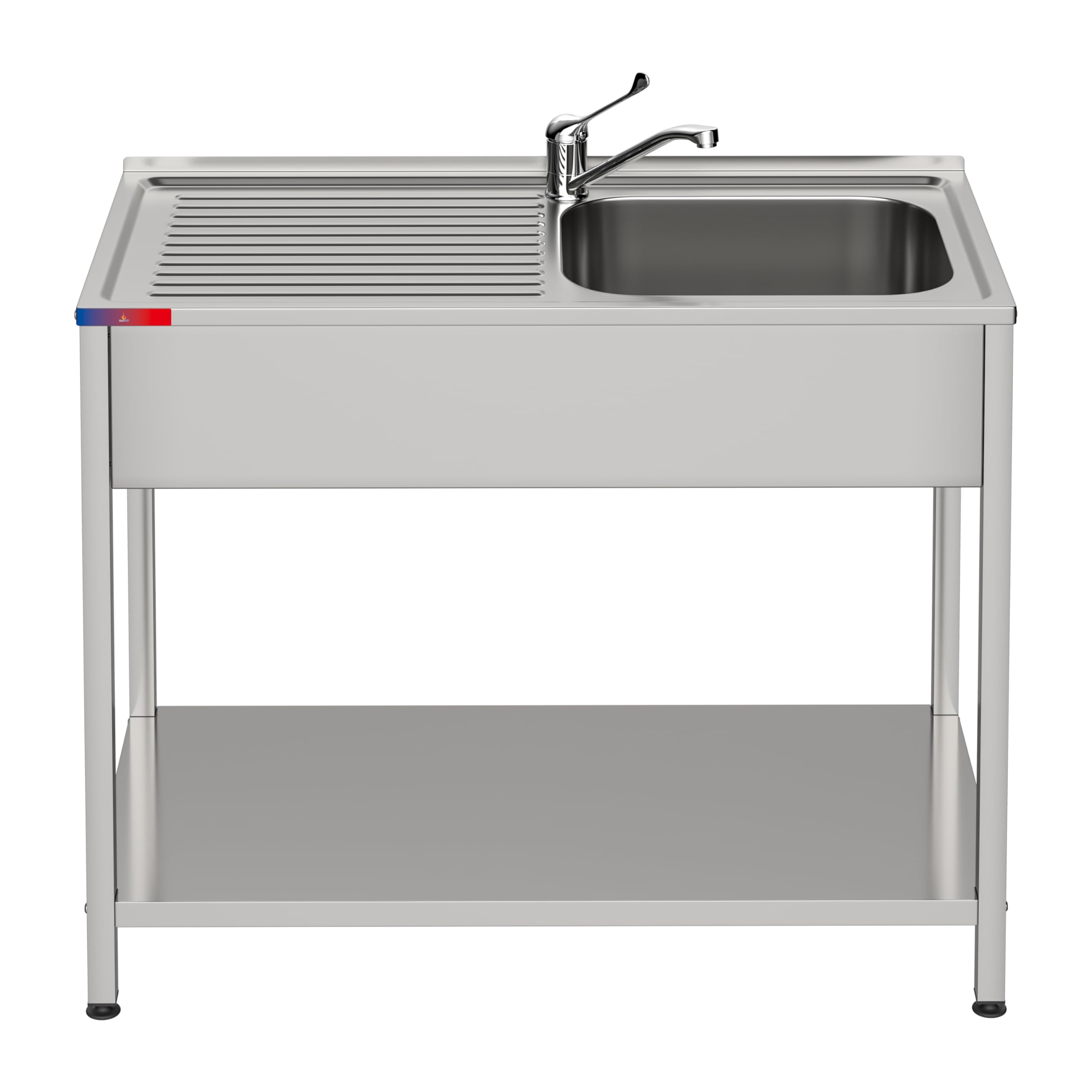 Fregadero Industrial Acero Inoxidable | 1 Seno con Escurridor | 1000x500x850 mm | Acabado Pulido Satinado | Ideal Hostelería, Barra y Cocina Profesional