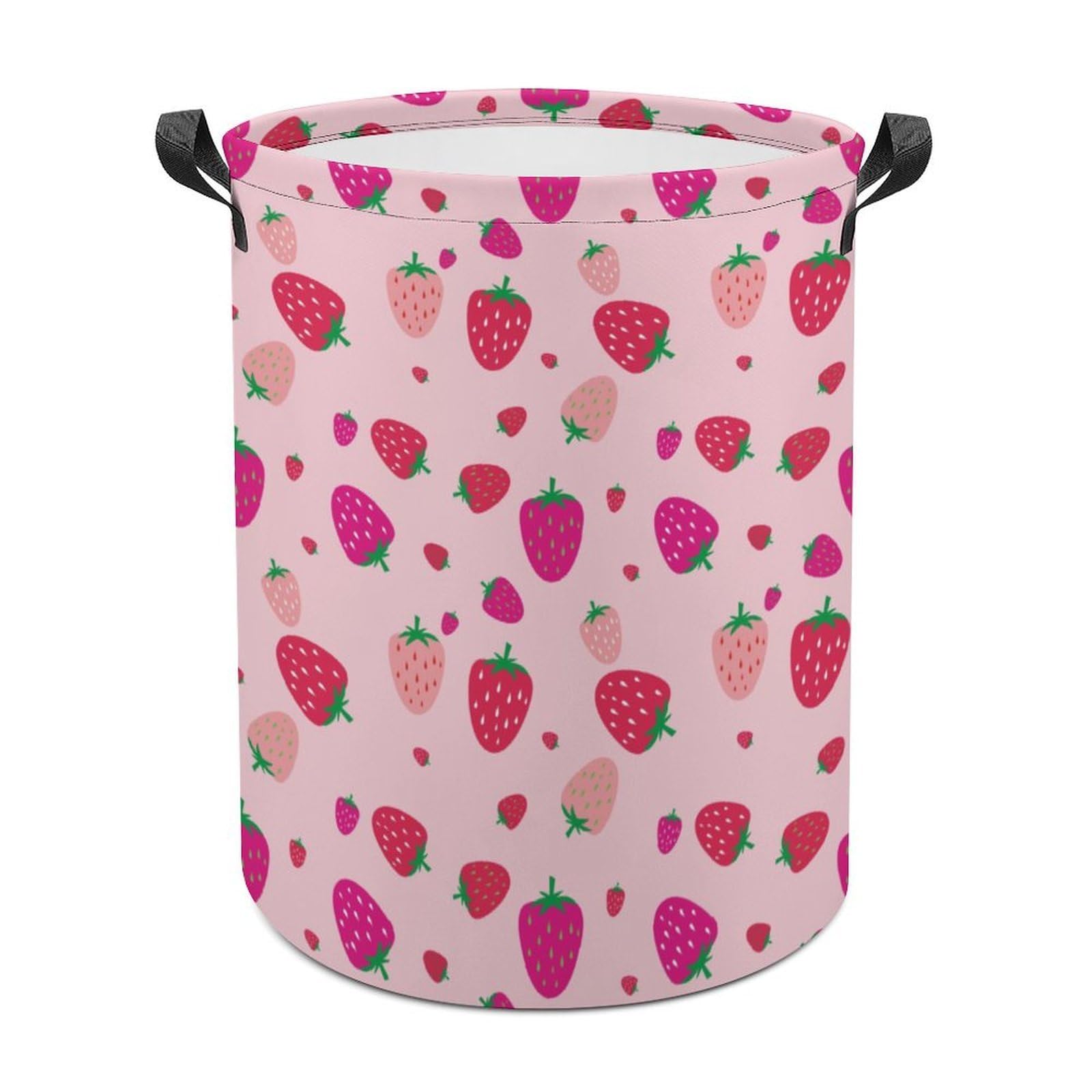 Lyfthologen Laundry Hamper, Strawberry Pattern Laundry Basket, Washing Basket with Handle