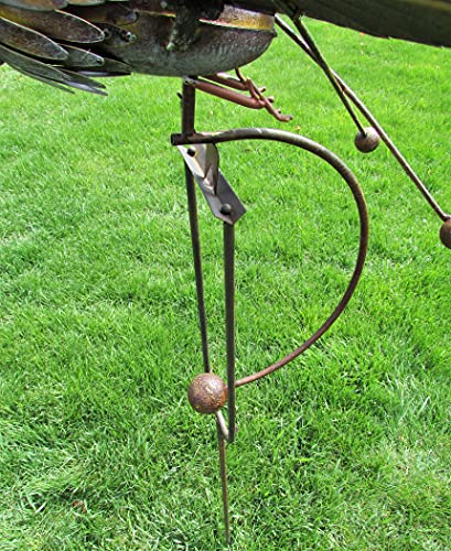 Kinetic Energy Metal Brown Grey Owl Yard Stake Rocking Wind Spinner Whirly-Gig Garden Art #TOP4