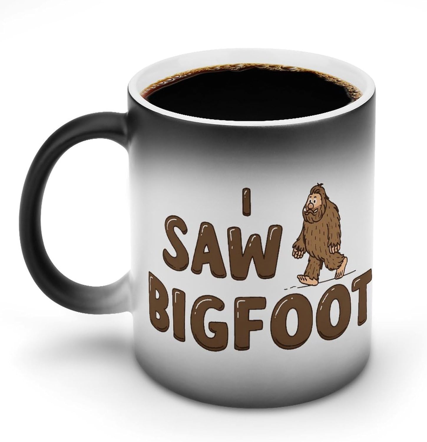 Cartoon I Saw Bigfoo Sasquatch Color Changing Mug Heated Ceramic Cup Heat Sensitive Coffee Mug Fun Gift