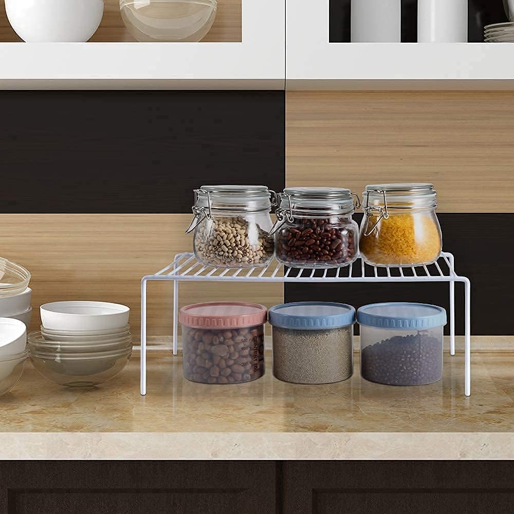 Redrubbit Large (15.7 x 9. 4 Inch) Cabinet Storage Shelf Rack, Rustproof Kitchen Counter and Cabinet Shelf, Storage Rack Organizer for Kitchen, Fridge, Cabinet, Bathroom, Set of 6