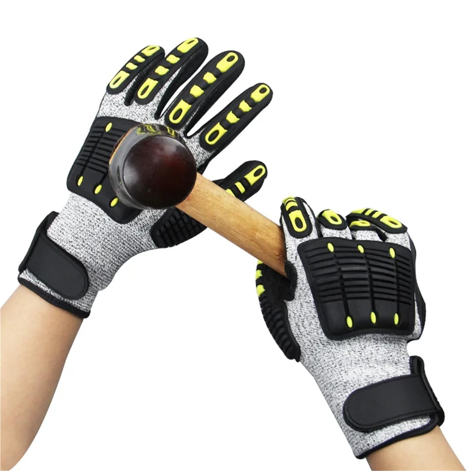 Compatible avec les gants de sécurité anti-coupure TPR mécaniques, anti-vibration, anti-écrasement, anti-collision for le sauvetage à vélo en plein air(Grey stripe,XL)