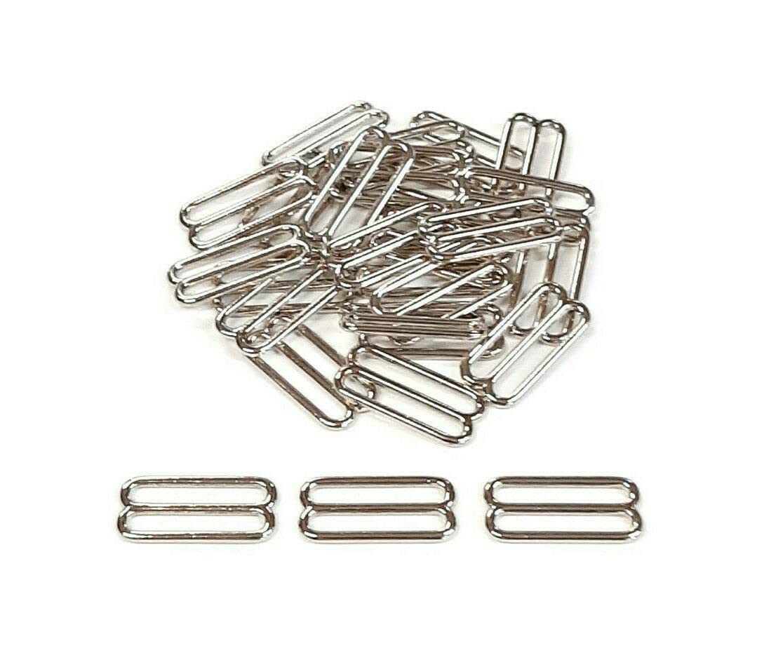Church Products Uk Unisex Nickel Plated Metal 3 Bar Slides Round Ended Tri Glide Adjusters 16Mm - 50Mm Straps Bags Webbing Pet Collars (20Mm (0.75"), 25)