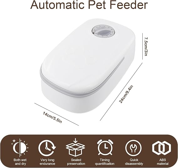 2 Meal Automatic Cat Feeder with 48 Hour Timer for Wet & Dry Food