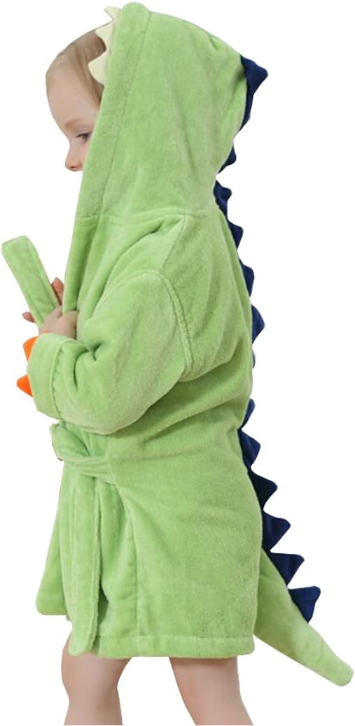Kids Boys Girls Bath Robe Toddler Cotton Towel Animal Baby Dinosaur Hooded Bathrobe