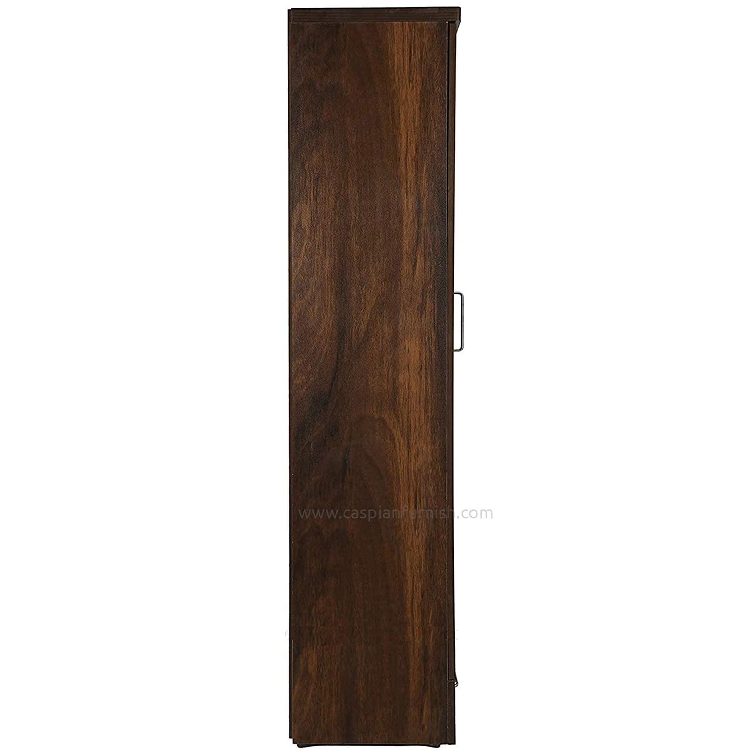 CASPIAN Engineered Wood 1 Door Wardrobe | Pre-Assembled Wooden Almirah for Bedroom Storage | Single Door Cupboard with Drawer, Hanging Space & Shelves | Compact Clothes Organizer | Brown 4