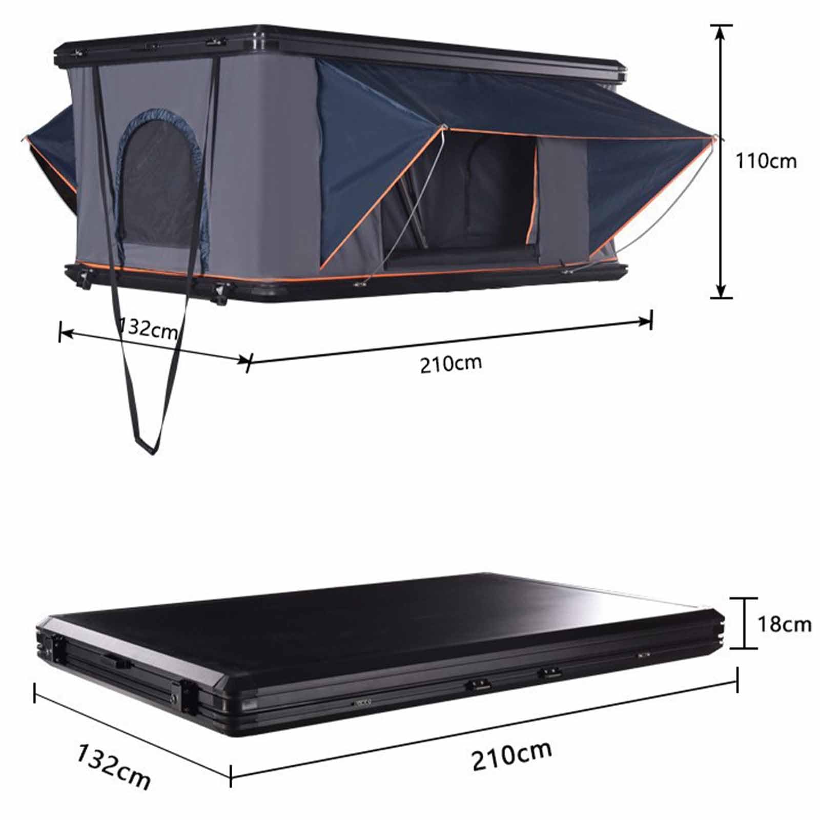 Tente De Toit Rigide Premium pour Camping sur SUV, Tente Spacieuse Et étanche pour Camion 4x4, Abri De Toit De Voiture Toutes Saisons, 2-3 Personnes