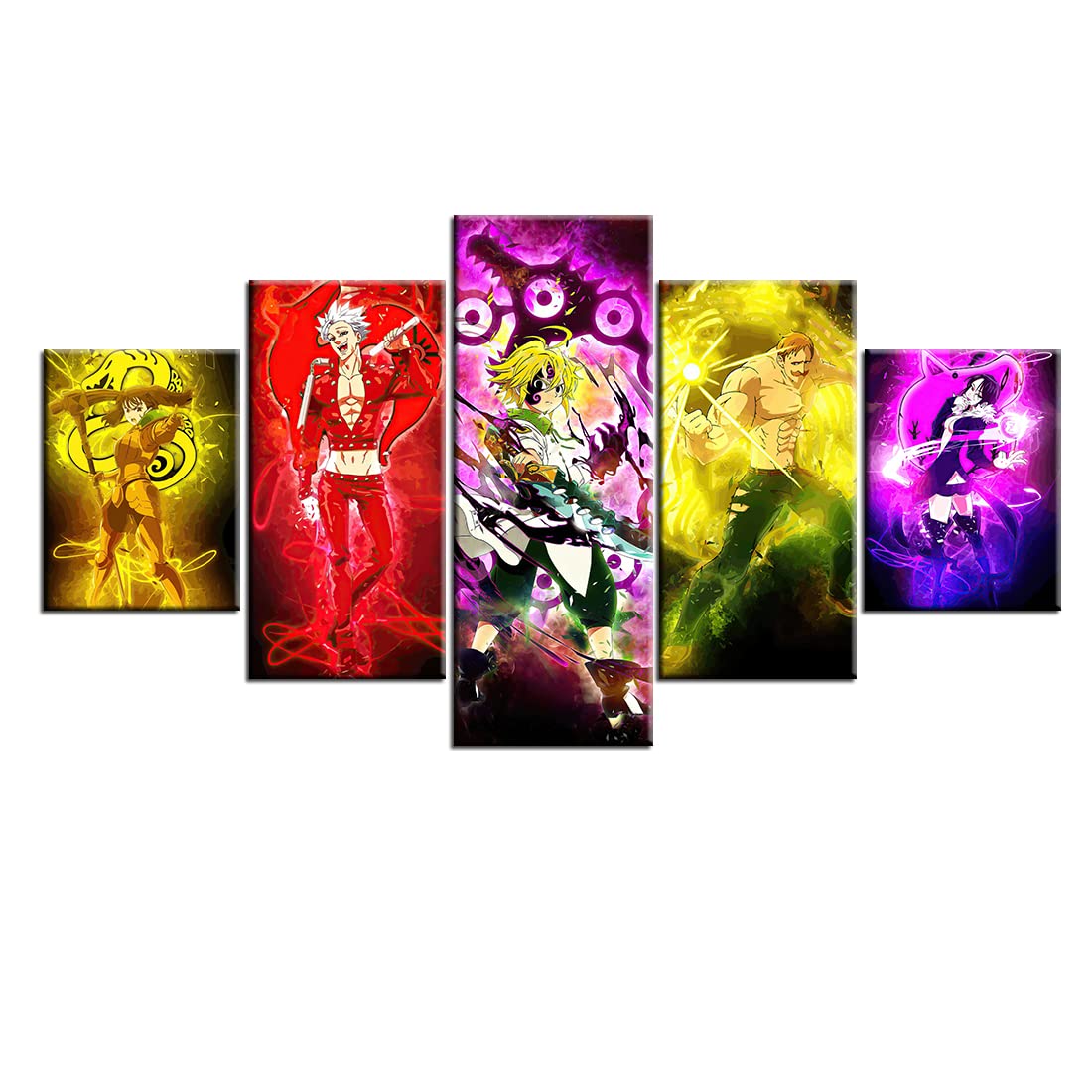 7 Sins Escanor Ban Meliodas 5 high-definition printing paintings Silhouette decoration pictures Modern living room bathroom dining room home decoration animation room decoration (frameless)… - 7 Sins Poster 2