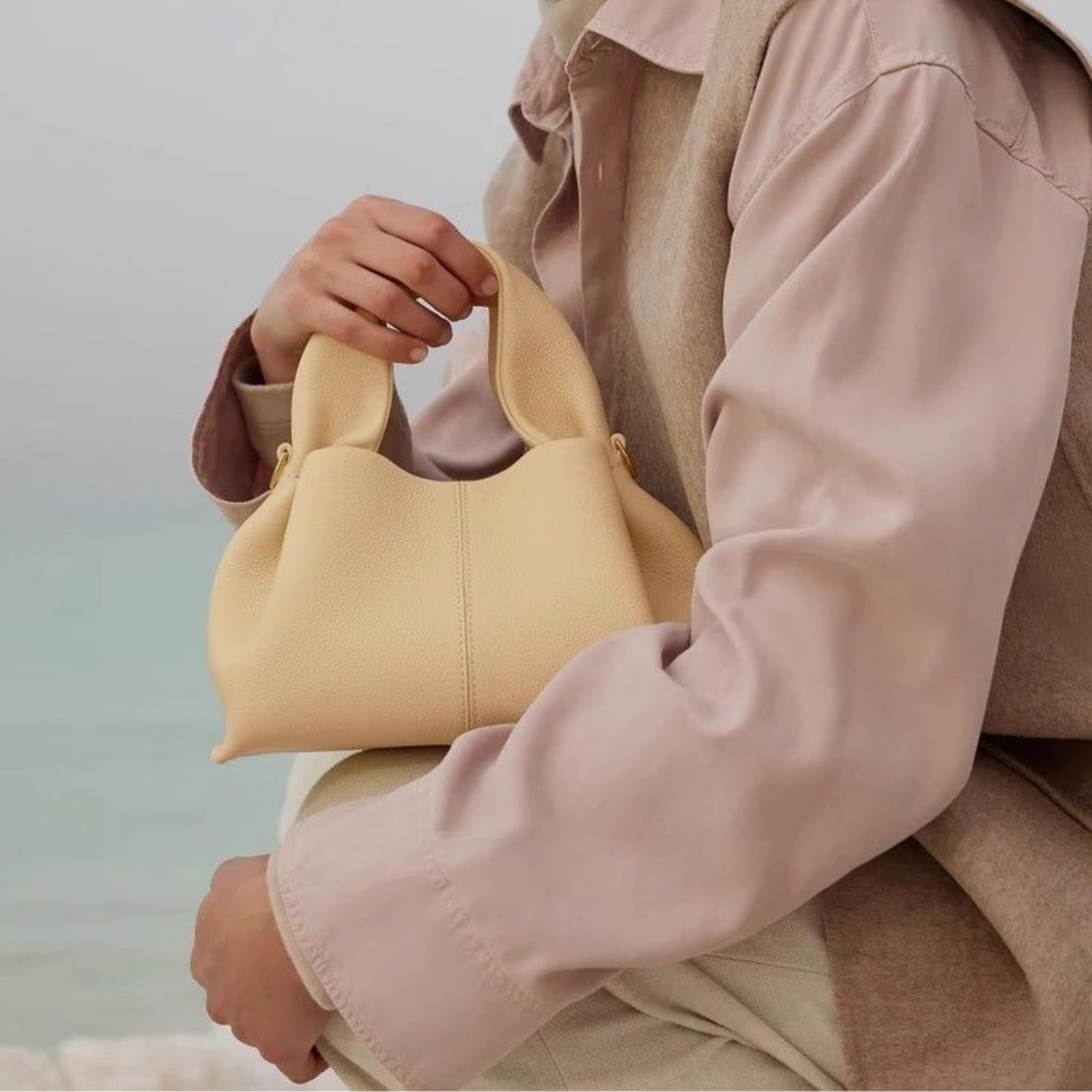 Piccola borsa a tracolla in pelle PU con tracolla rimovibile, design a borsa, resistente all'usura e facile da pulire, semplice ed elegante, 32 x 16 x 19 cm