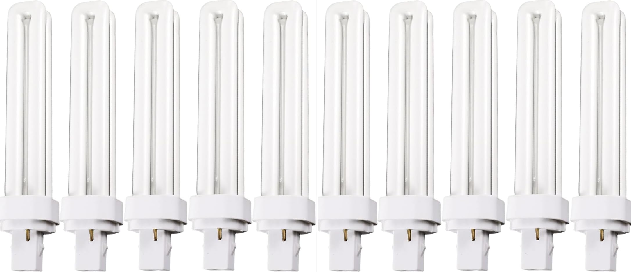 10 x Luxsa Lighting 26W CFL G24D-3 2 Pin Compact Fluorescent Light 26W PLC Tube Bulbs 1750LM Energy Saving G24D-3 Compact Fluorescent Lamp CFL Light Bulbs 4000K Cool White Double Turn 2U Tube