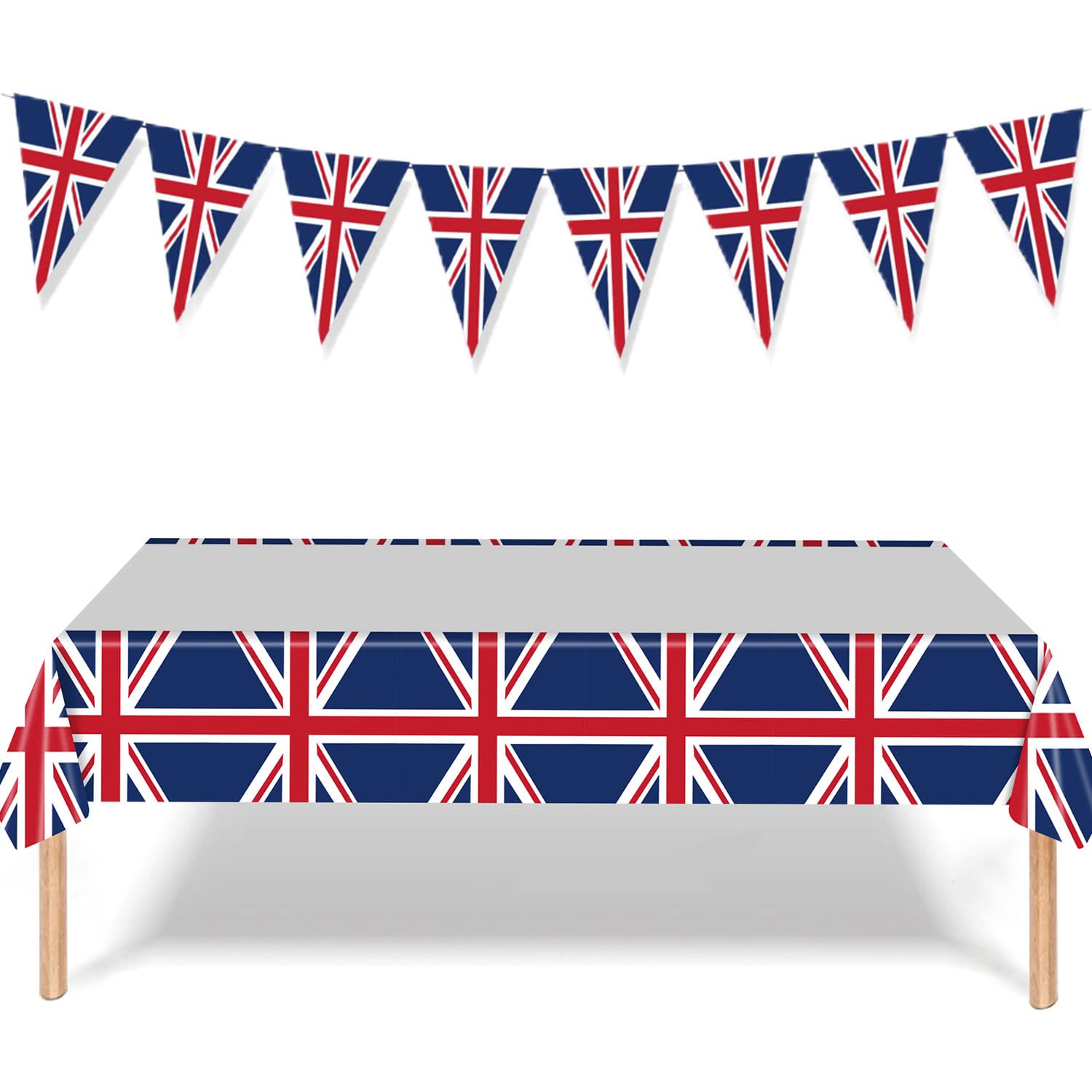 Buy 220*130cm Union Jack Table Covers With 2.5Meters Triangle s Banner