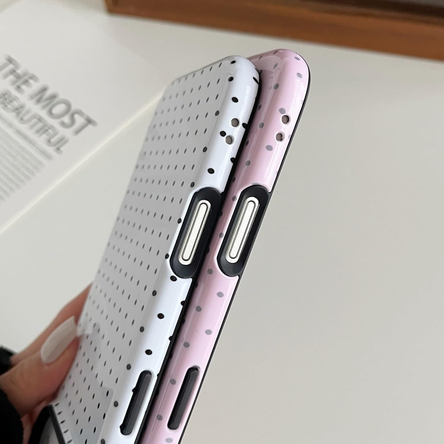 Compatible with iPhone 17 Air Case Cute Aesthetic Polka Dot Phone Case for Women Girl Shockproof Slim TPU and Hard PC Protective Cover (Pink) - Image 7