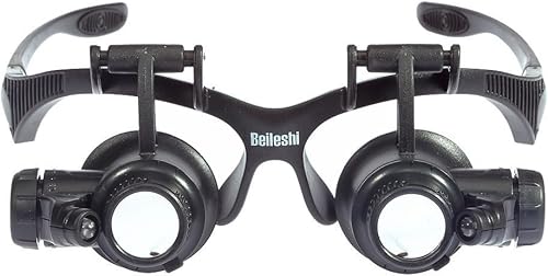 Miniatura 9 de beileshi® glsses Lupa 10 X 15 X 20 X 25 X LED Iluminación Doble Ojos Lupa de joyería lupa para anteojos, diseño de herramientas de reparación para