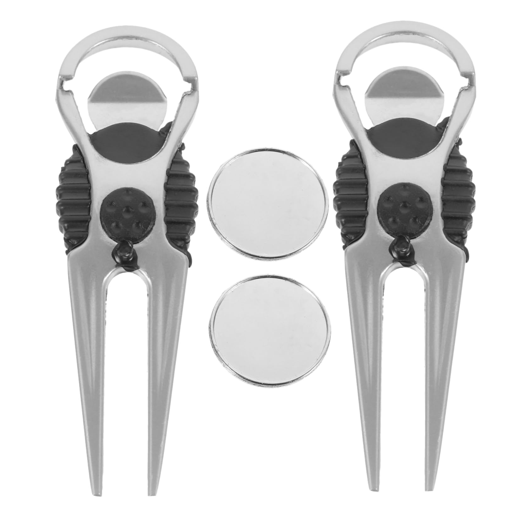 BESTonZON 2Pcs Portable Divot Repair Tool with Ball Marker Lightweight Green Fork for Golf Enthusiasts Durable Comfortable Grip for Maintaining Golf