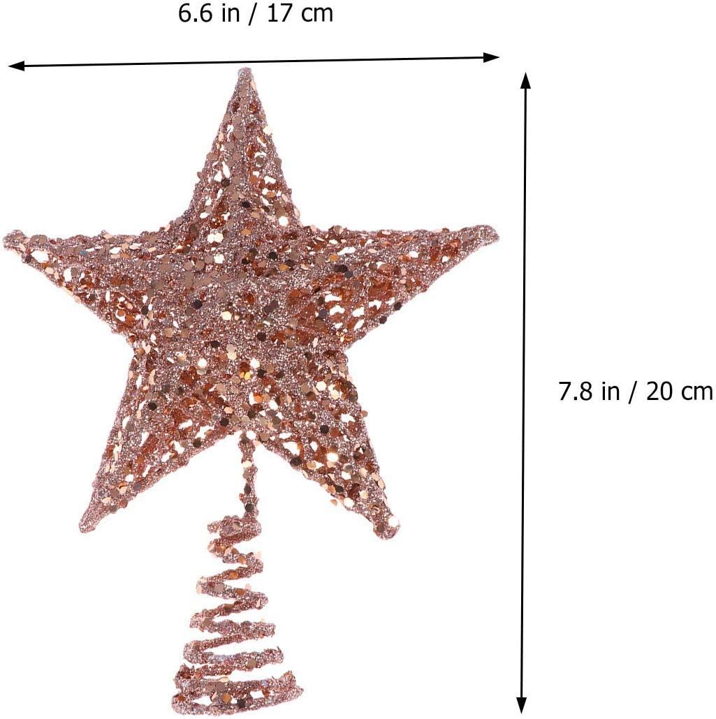 BinaryABC Christmas Tree Topper Star,Glittering Christmas Tree Decoration Ornaments,20cm (Rose Gold)