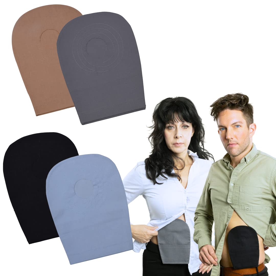 Inspired Comforts Unisex Ostomy Pouch Cover with Customizable Cut Open Flange Opening - 4 Pack, Multi, Regular