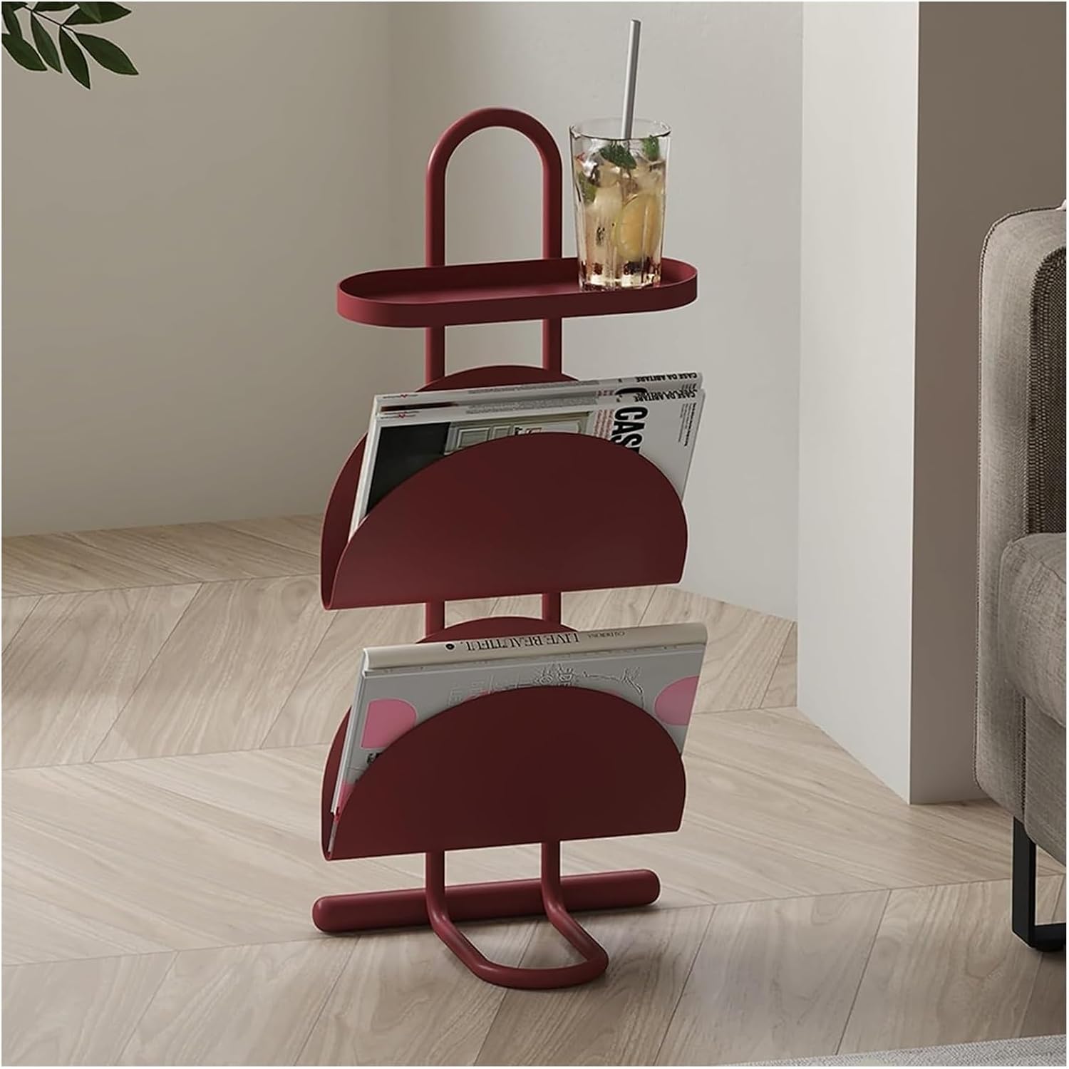 Magazine Rack,Book Display Rack, Floor Stand Holds Both Magazines and Brochures Suitable for Exhibitions Libraries Waiting Rooms(Green)