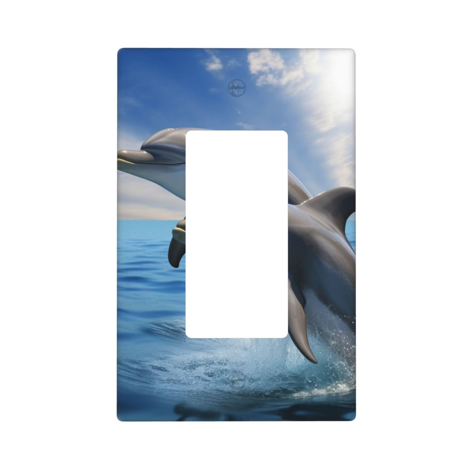 Decorator Wall Plate 1 Gang Light Switch Covers Decorator Receptacle Outlet Covers Two Dolphins Wall Plates for Electrical Outlets Plug Cover Single Rocker Switch Plates