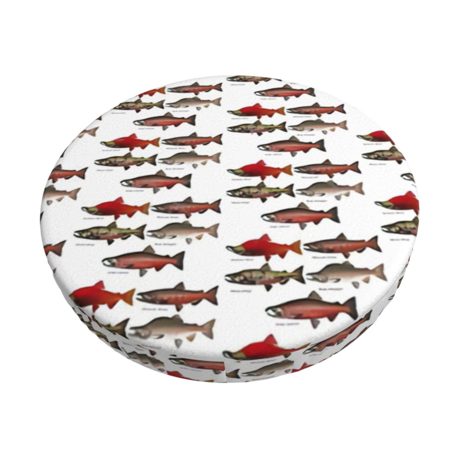 ACVnbm Salmon Print Round Bar Chair Cushion Cover, Elastic Chair Protector For Kitchen Bar Dining