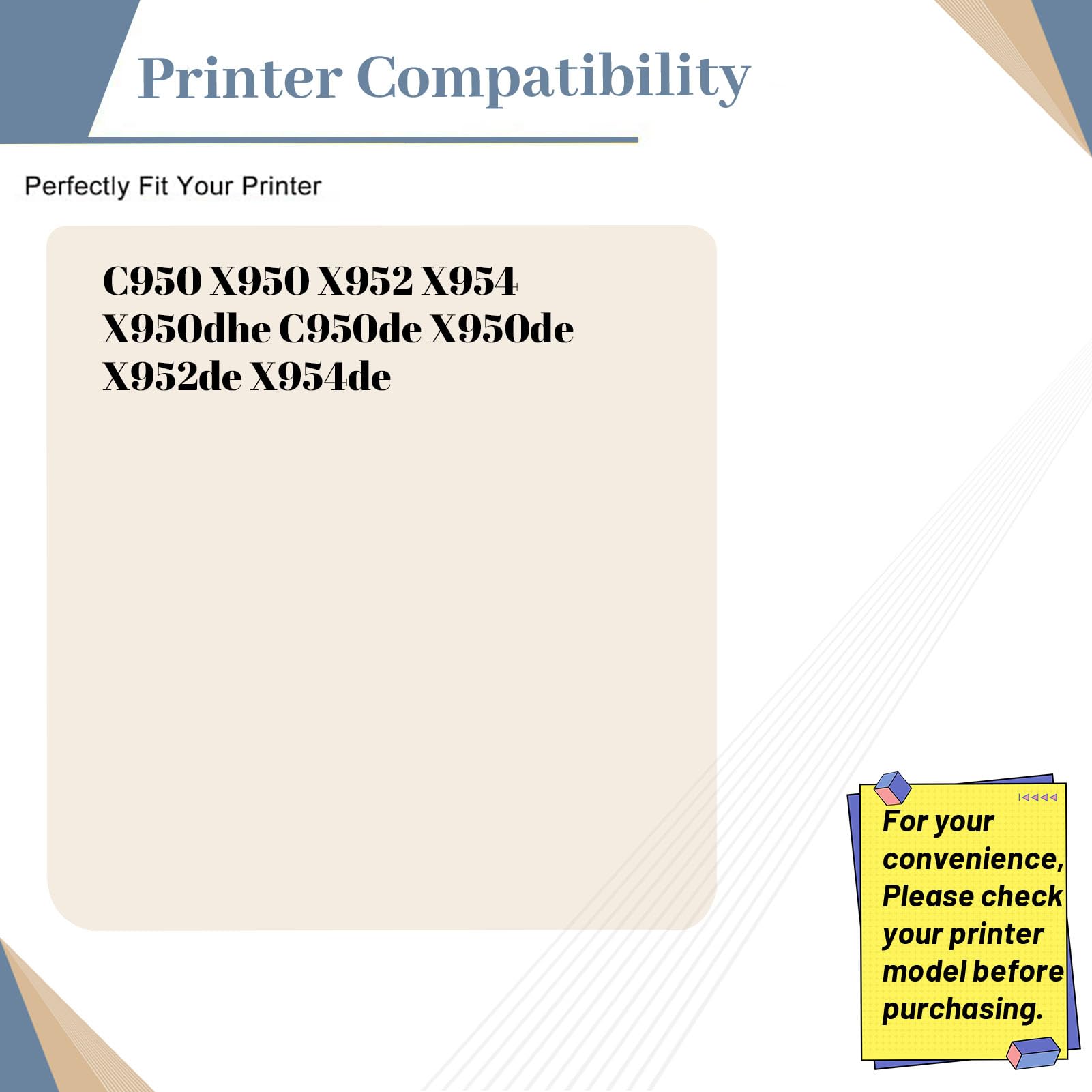 Compatibile per unità tamburo ad alta resa Lexmark C950X71G C950X73G, adatto per stampanti C950 X950 X952 X954 C950de X950de X952de X954de (confezione da 1 giallo)