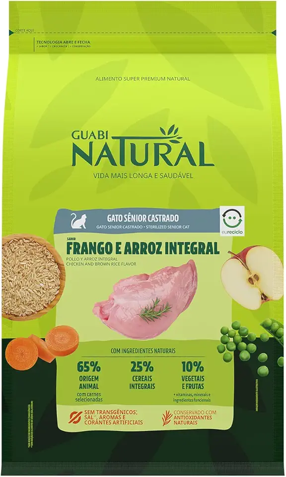 GUABI NATURAL GATO SENIOR CASTRADO FRANGO E ARROZ 1,5kg