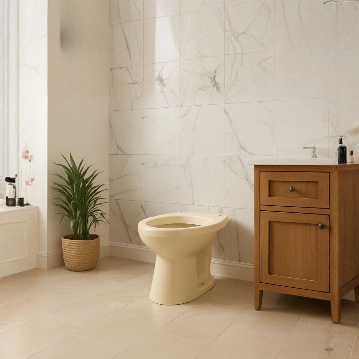 Vaso WC a Terra in Ceramica Champagne Elite con Scarico a Pavimento