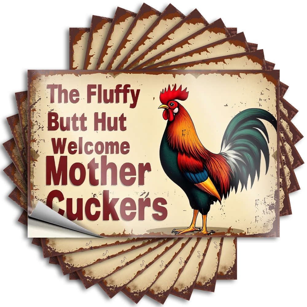 Front Porch Decor Farmhouse, Funny Sticker Funny Hat Quote Stickers, Snarky No Residue Decals for Luggage | Checkered Party Favor Custom Welcome to The Fluffy Butt Hut, Mother(6X9CM)