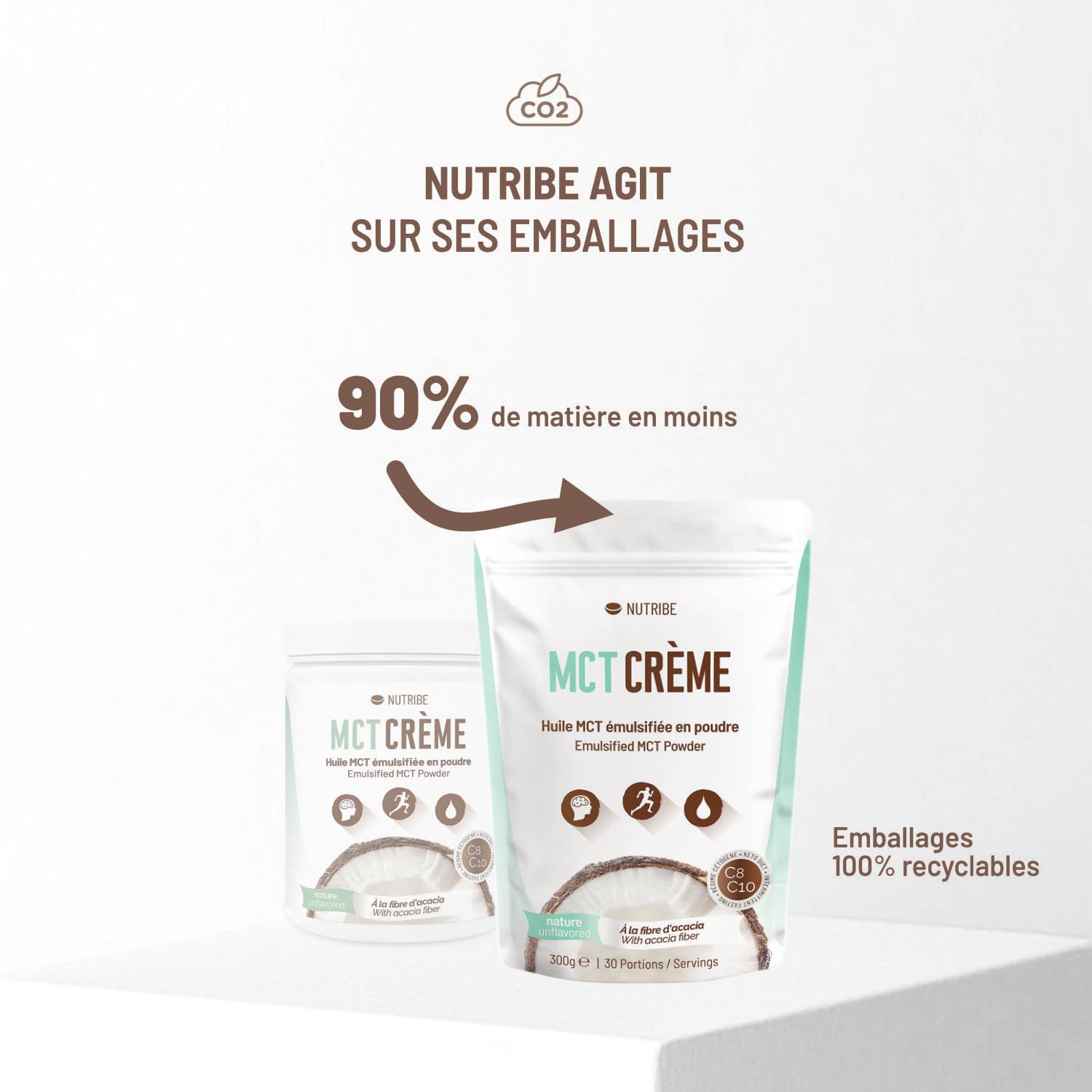 Poudre MCT C8 C10 nature (Fibres d'acacia) | Pour la cétose, régime keto, paléo, jeûne intermittent