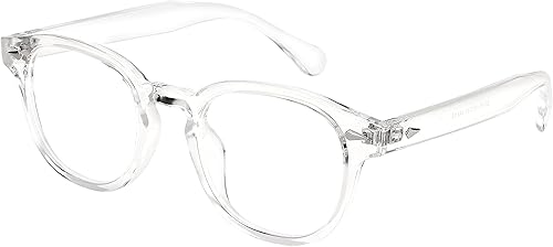 Miniatura 7 de FEISEDY Gafas redondas retro vintage con bloqueo de luz azul, gafas clásicas para mujeres y hombres, B2349, marco transparente