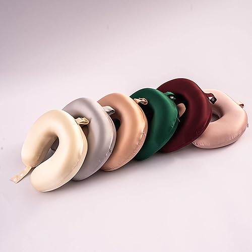 Miniatura 5 de ROSEWARD Funda de repuesto para almohada de cuello de viaje 100  seda de morera de grado 6A seda de 22 momme de viaje funda extraíble fabricada en