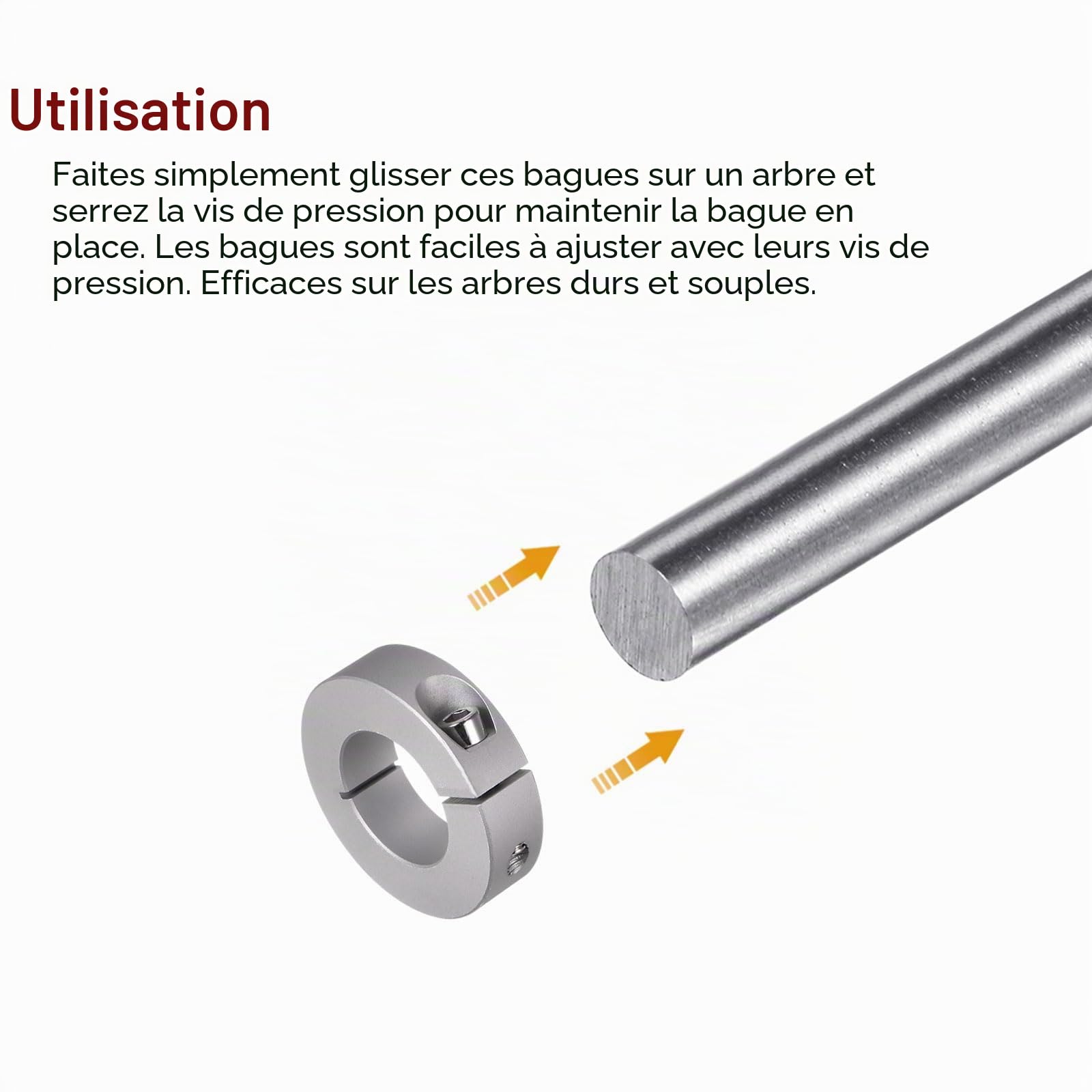 QUARKZMAN 4pcs Bague de Réglage Bague Arrêt d'axe Butée Arbre Collier 30mm Alésage Aluminium Alliage Diviser Colliers Vis, 55mm OD, 15mm Largeur pour Roue Brouette Pont Boîte Vitesses