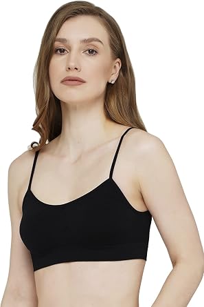 RONDO Womens Bra Yoga Mini Cami Seamless Bralette Microfibr Stretch Bra Thin Strap Bralette