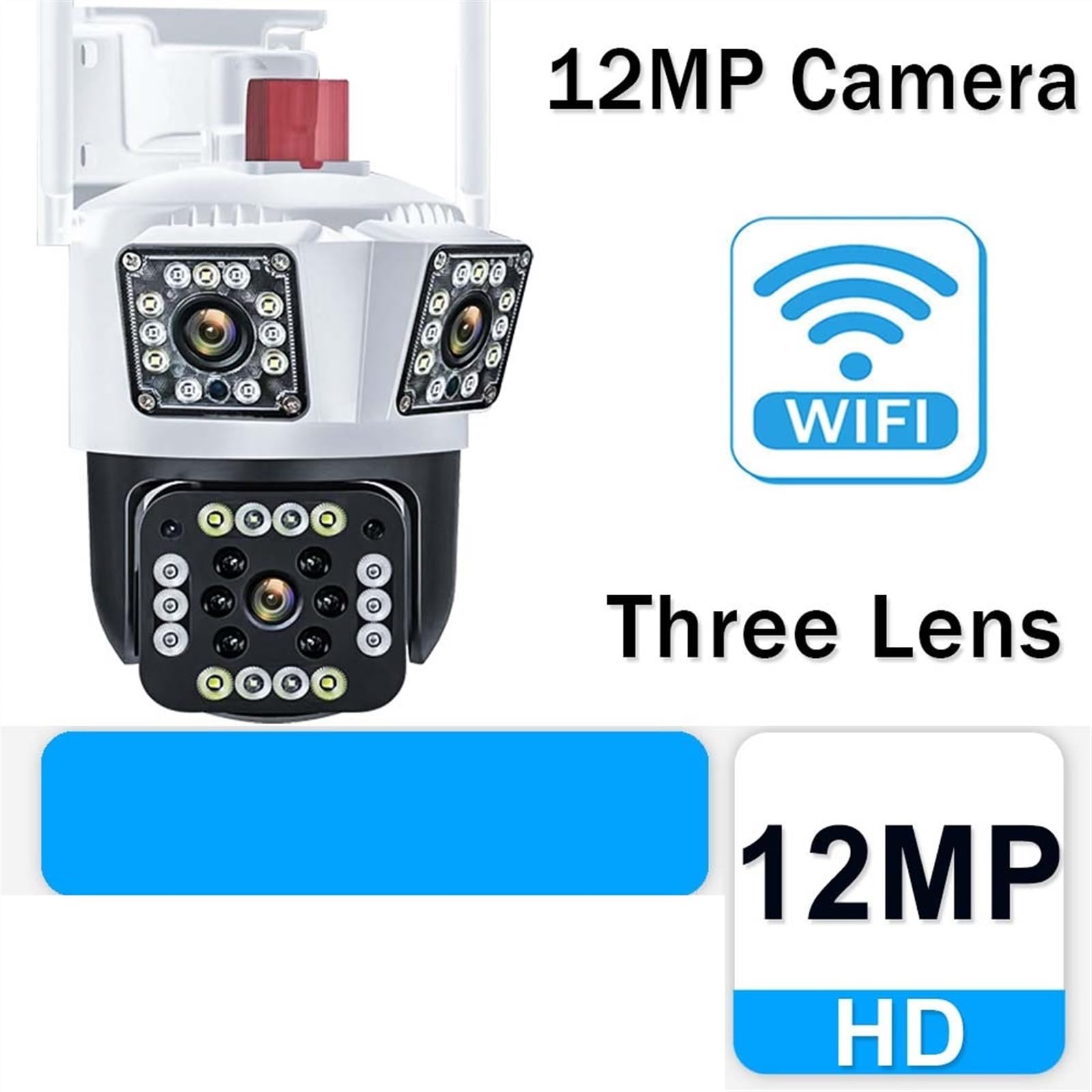 IP Camera 12MP 6K Three Lens 8X Zoom Surveillance Camera AI Tracking Security Protection Outdoor Security Camera CCTV Cam(6K 12MP Camera)
