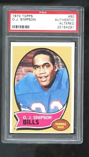 1970 Topps #90 O.J. Simpson OJ ROOKIE RC PSA AA Graded Football Card NFL Bills - Unsigned Football Cards