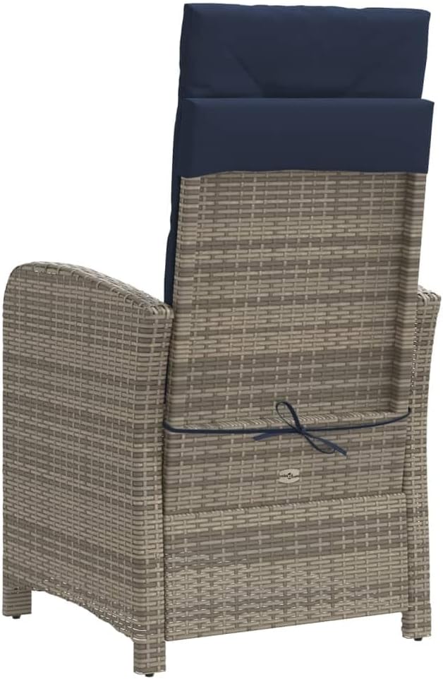 Reclining Patio Chair with Footrest Gray Poly Rattan Lawn Chairs