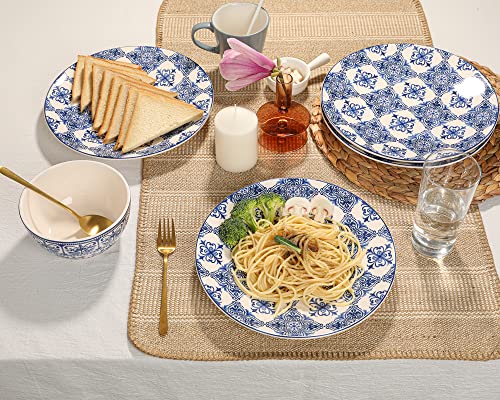 Sonemone 11 Inch Blue Floral Dinner Plates, Set Of 4, Large Ceramic Plates For Salad, Dinner, Microwave & Dishwasher Safe #TOP3