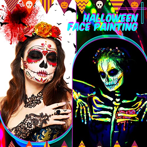 Handepo HANDEPO-FLUORESCENT NEON-55 24 Pcs Glow In The Black Light Face Paint Crayons Neon Face Body Paint Uv Light Paint Kit Fluorescent Halloween Masquerade Makeup thumb #3