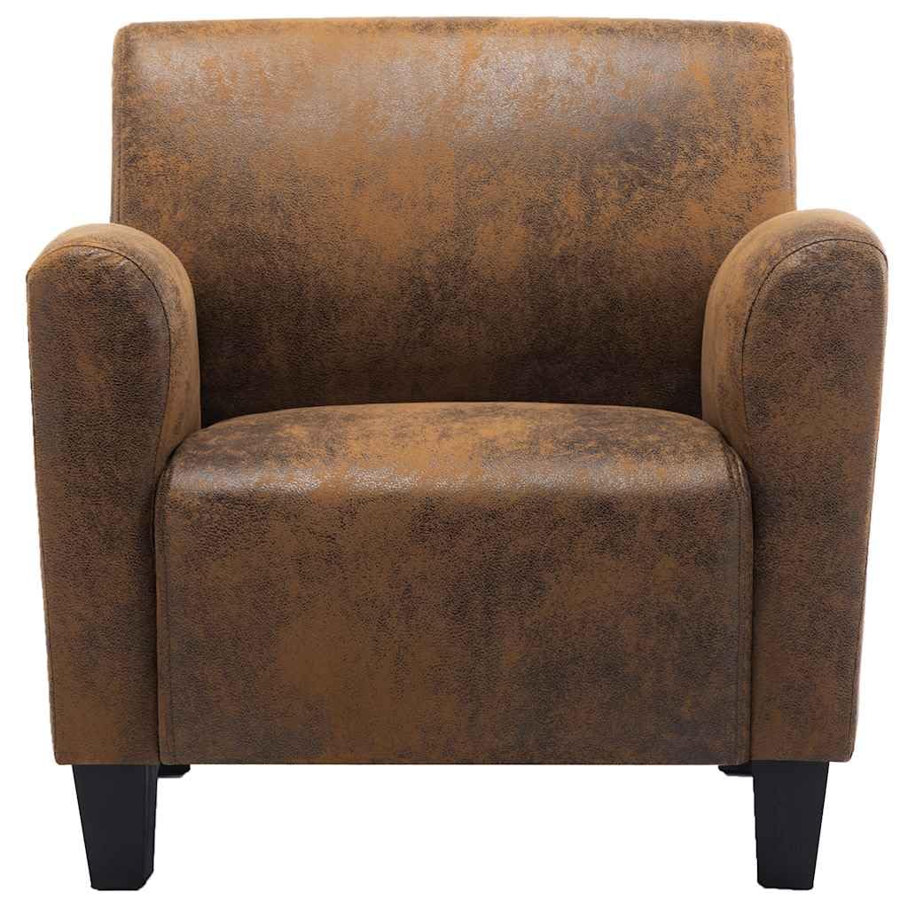 Fotel na sofę z imitacji zamszu, brązowy, 70 x 69 x 72 cm z wyściełaną poduszką do siedzenia, ergonomiczny fotel relaksacyjny z wytrzymałą ramą, komfortowa pozycja siedząca