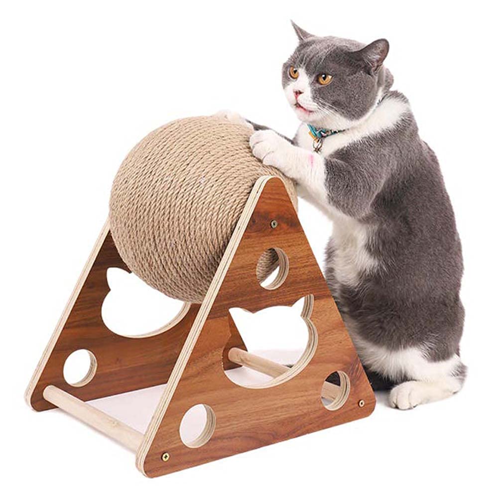 Griffoir pour chat d'intérieur KLUFO avec roue d'exercice en sisal